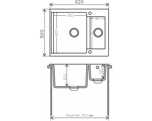 Кухонная мойка Polygran Brig-620 белый хлопок 473394