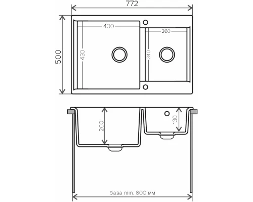 Кухонная мойка Polygran Brig-772 серый 621473