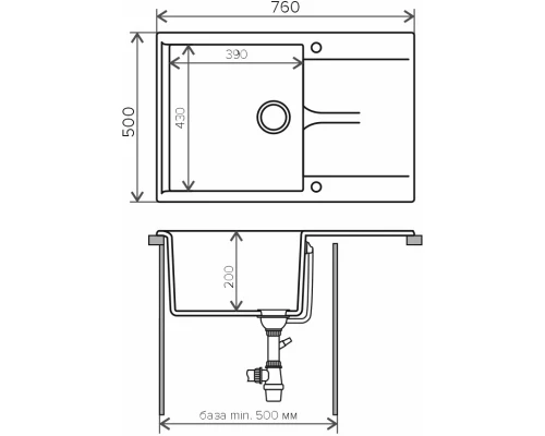 Кухонная мойка Polygran Gals-760 белый хлопок 473325