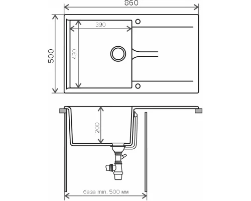 Кухонная мойка Polygran Gals-860 белый хлопок 473349