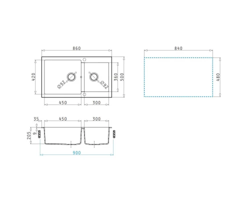 Кухонная мойка Pyramis Alazia 1 3/4B бежевый 079811911
