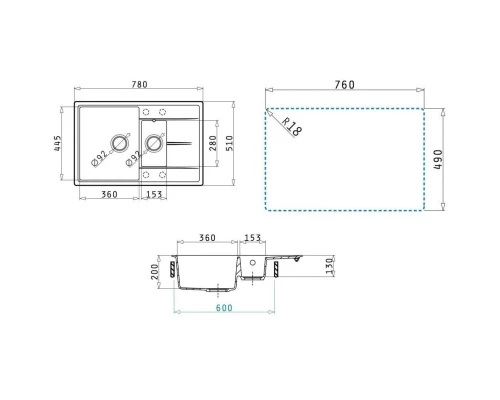 Кухонная мойка Pyramis Alinia 1 1/2B 1D бежевый 070019601