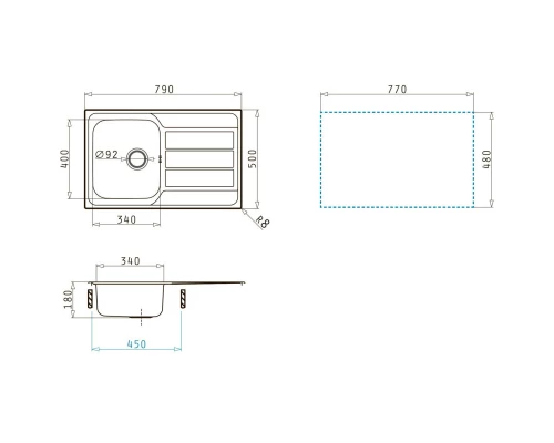 Кухонная мойка Pyramis Athena 1B 1D сатин 100178701
