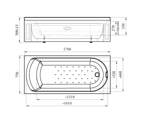 Акриловая ванна 170x75 см Radomir Аврора 0-01-0-0-0-981
