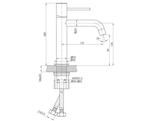 Смеситель для раковины без донного клапана Raiber Graceful RPG-001