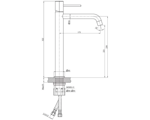 Смеситель для раковины без донного клапана Raiber Graceful RPG-002