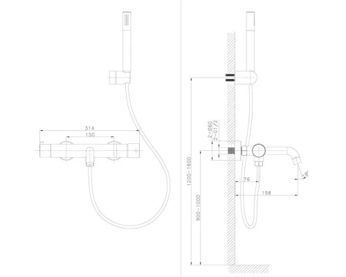 Смеситель для ванны Raiber Graceful RPB-003