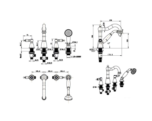 Смеситель на борт ванны Boheme Cromo 396