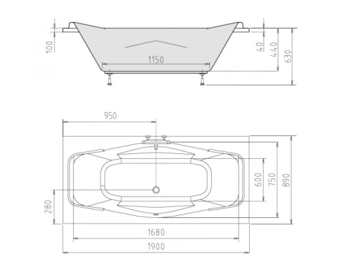 Акриловая ванна 190x90 см Alpen Garda 14111