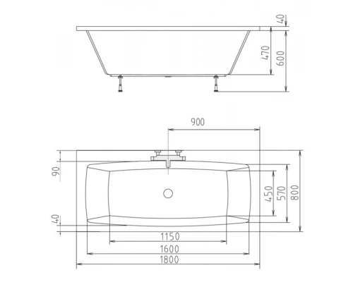 Акриловая ванна 170x80 см Alpen Kvadra 17611