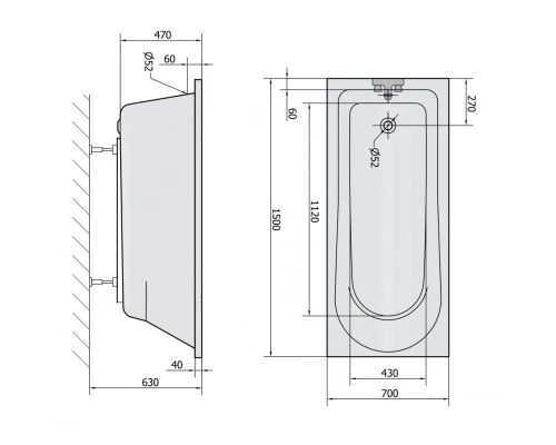 Акриловая ванна 150x70 см Alpen Lisa 85111