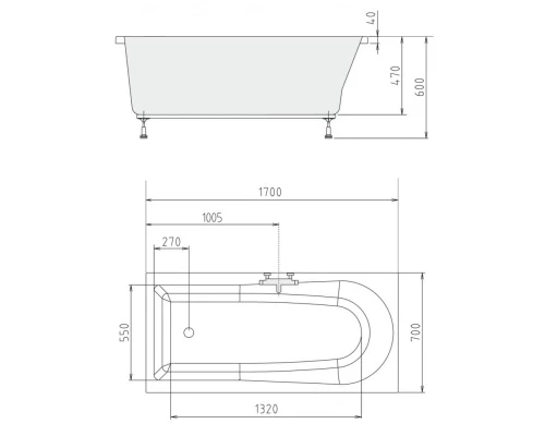 Акриловая ванна 170x70 см Alpen Lisa 87111