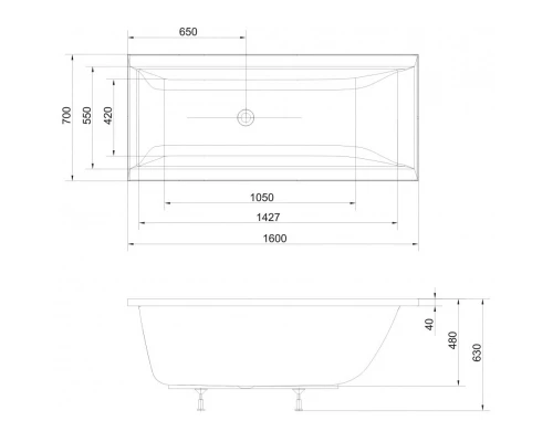 Акриловая ванна 160x70 см Alpen Cleo 73611