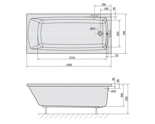 Акриловая ванна 150x70 см Alpen Lily 72273