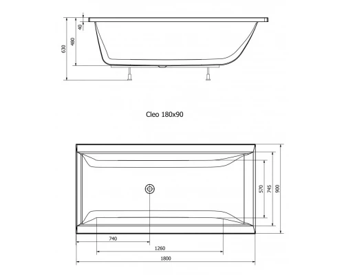 Акриловая ванна 180x90 см Alpen Cleo 13111