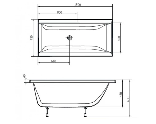 Акриловая ванна 150x75 см Alpen Cleo 27611