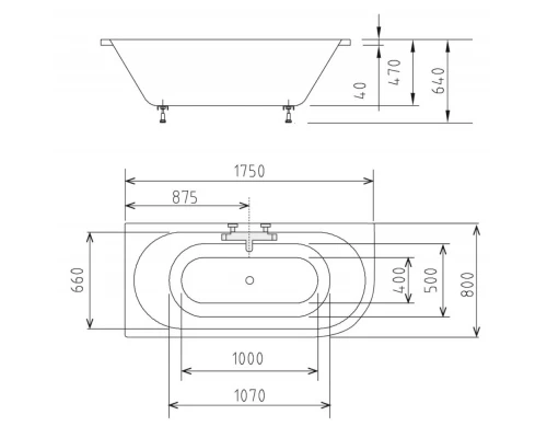 Акриловая ванна 175x80 см L Alpen Viva 70119