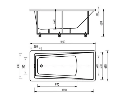 Акриловая ванна 149x69 см Aquatek Либра-150 LIB150-0000037