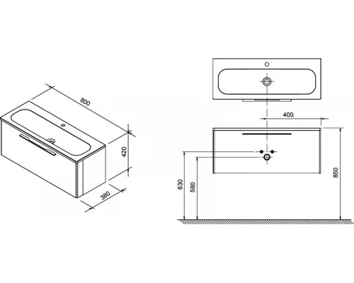 Тумба белый глянец 80 см Ravak SD 800 Ring X000000767