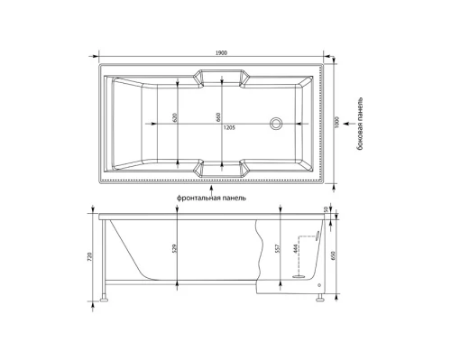 Акриловая ванна 190x100 см Aquanet Vega 00205556