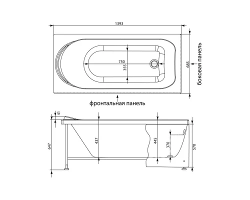 Акриловая ванна 139,3x68,5 см Aquanet Nord 00205305