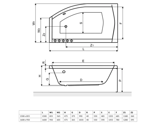 Акриловая ванна 160x95 см левая Excellent Magnus WAEX.MGL16WH