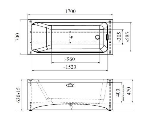 Акриловая ванна 170x70 см Radomir Агата 2-01-0-0-1-226H