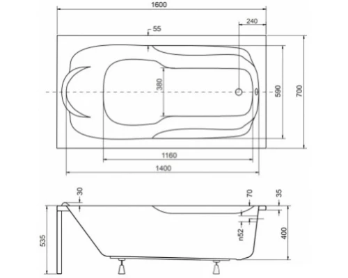 Акриловая ванна 160x70 см Besco Bona WAB-160-PK