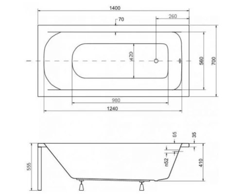 Акриловая ванна 140x70 см Besco Continea WAC-140-PK