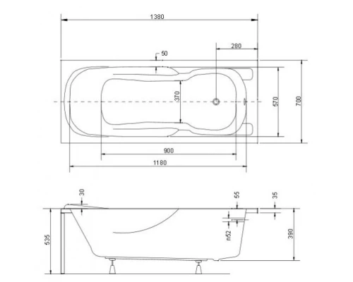Акриловая ванна 138x70 см Besco Majka Nova WAM-140-PK