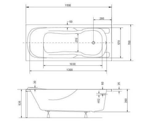 Акриловая ванна 150x70 см Besco Majka Nova WAM-150-PK