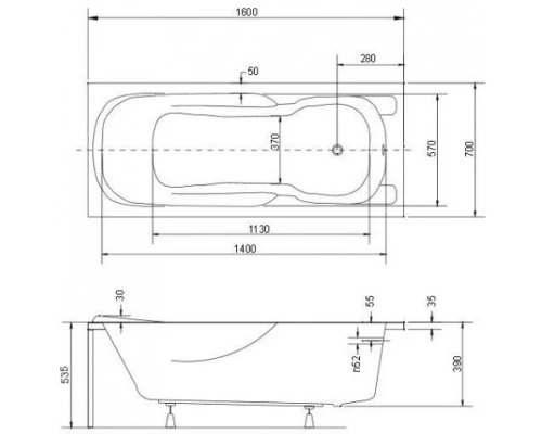 Акриловая ванна 160x70 см Besco Majka Nova WAM-160-PK