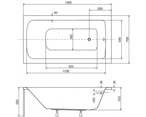 Акриловая ванна 130x70 см Besco Talia WAT-130-PK
