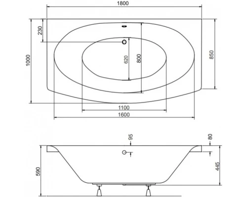 Акриловая ванна 180x100 см Besco Telimena WAT-180-JA