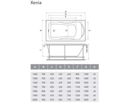 Акриловая ванна 180x80 см Relisan Xenia GL000000551