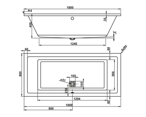Акриловая ванна 180x80 см Vagnerplast Cavallo VPBA180CAV2X-04