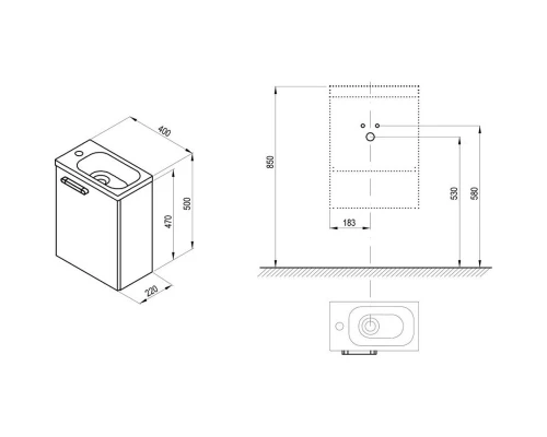 Тумба белый глянец 40 см Ravak SD 400 Chrome X000000538