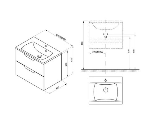 Тумба белый глянец/серый 80 см Ravak SD Classic II 800 X000001481