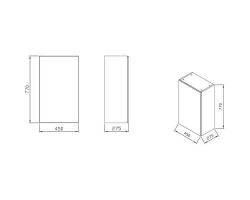 Шкаф одностворчатый 45x77 белый глянец Ravak SB Natural 450 X000001054