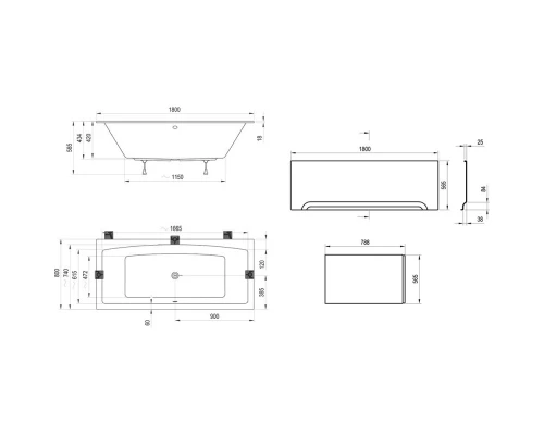 Акриловая ванна 180x80 см Ravak Formy 02 Slim C891300000