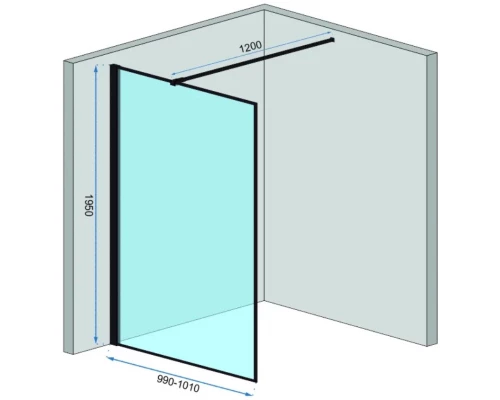 Неподвижная перегородка 100х195 см Rea Bler REA-K7634 прозрачное