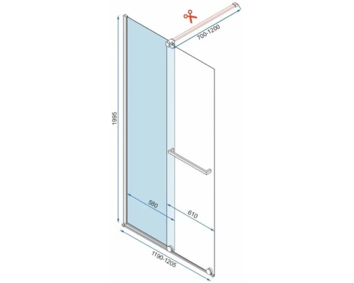 Неподвижная перегородка 120х199,5 см Rea Cortis REA-K8485 прозрачное