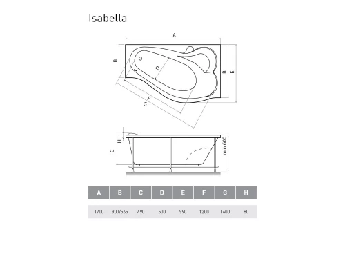Акриловая ванна 170x90 см R Relisan Isabella GL000010530