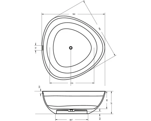 Ванна из литого мрамора 160x160 см Riho Oviedo B125001105