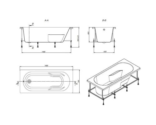 Акриловая ванна 160x70 см Roca Genova ZRU9302973