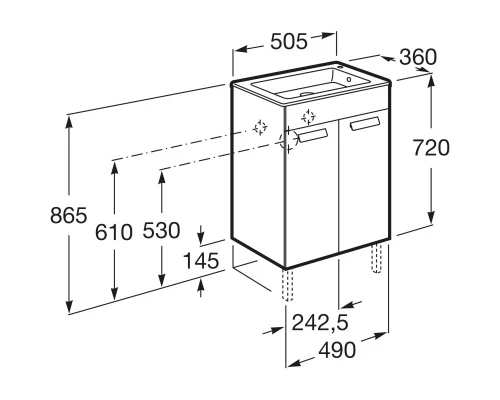 Тумба белый глянец 49 см Roca Debba ZRU9302710