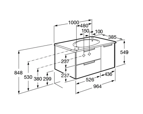 Тумба с раковиной белый глянец 100 см Roca Etna 857302806 + 327009000