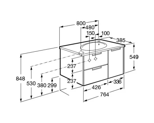 Тумба белый глянец 76,4 см Roca Etna 857301806