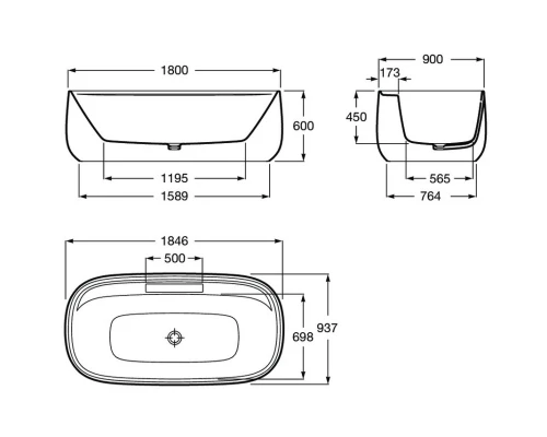 Ванна из материала Surfex 180x90 см Roca Beyond 248452000