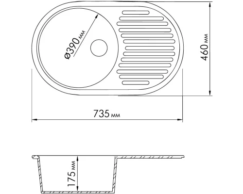 Кухонная мойка серый Rossinka RS74-46RW-Gray-Quartz